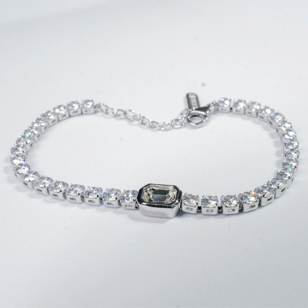 Lyric Silver Tennis Bracelet with Solitaire