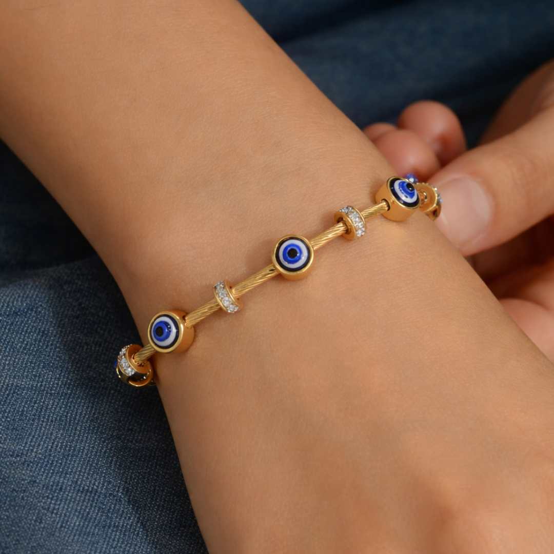 Feya Sculpted Cuff Bracelet bold in its 18K Gold Plated contour