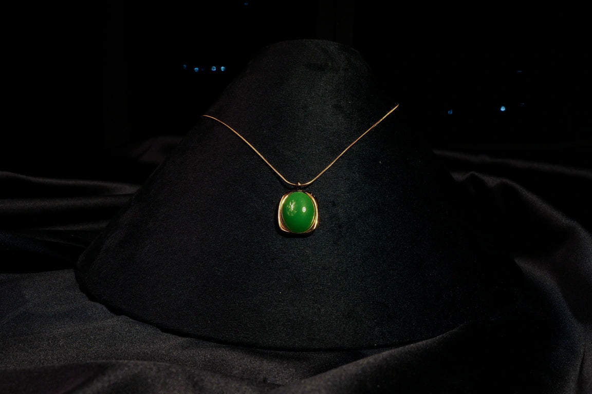 Alara Emerald-Hued Pendant crowned in vivid 18K Gold Plated brilliance