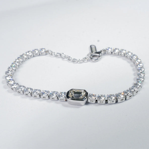 Lyric Silver Tennis Bracelet with Solitaire