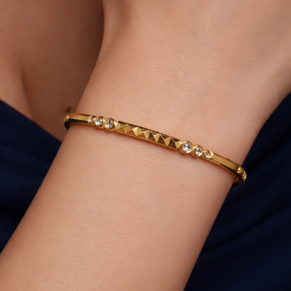 Seren 18K Gold Plated Crystal Bangle