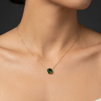Zyra Green Solitaire Necklace