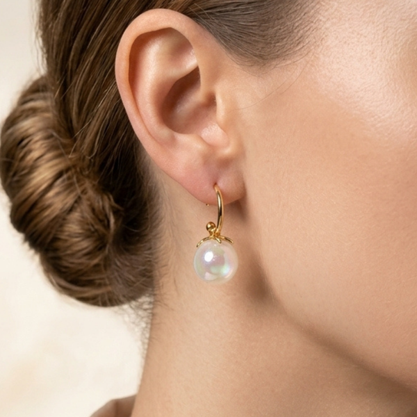 Orlina Glow Pearl Hoops
