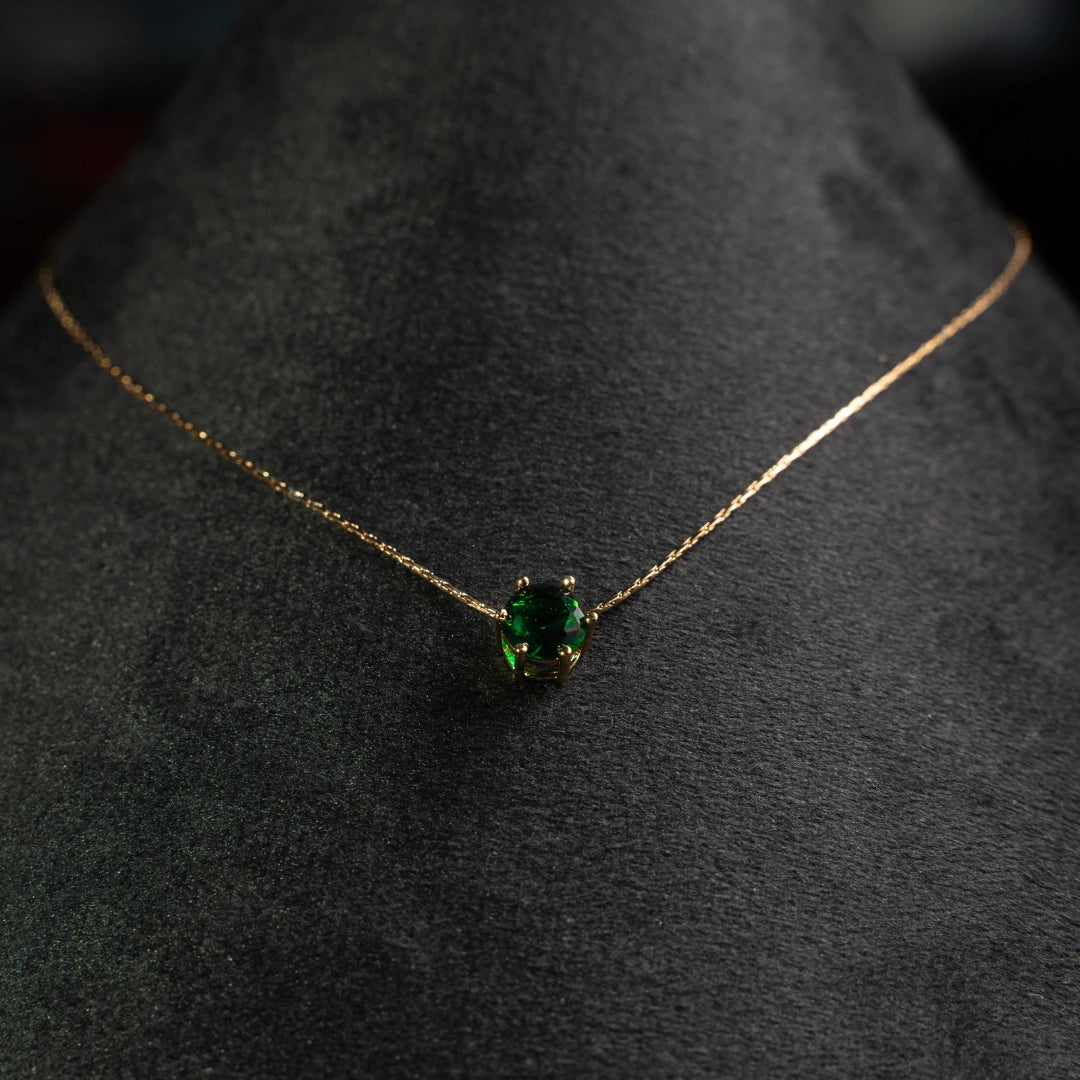Zyra Green Solitaire Necklace
