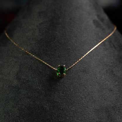Zyra Green Solitaire Necklace