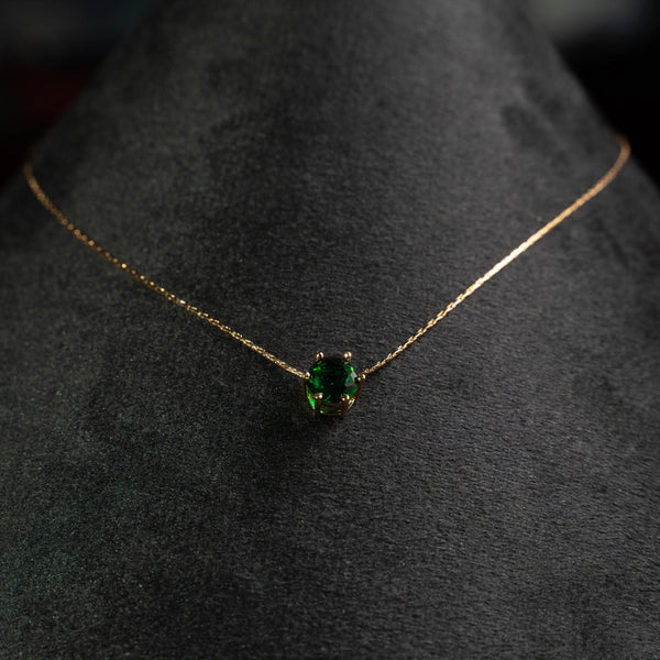 Zyra Green Solitaire Necklace