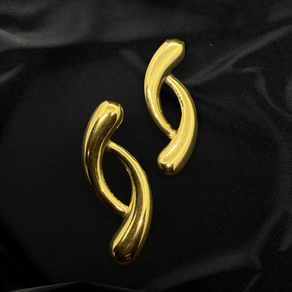 Elina Modernist Stud Earrings finished in polished 18K Gold Plated elegance