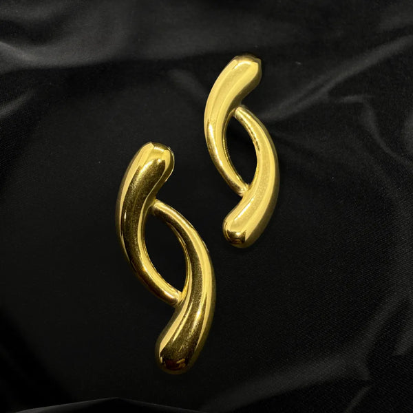 Elina Modernist Stud Earrings finished in polished 18K Gold Plated elegance