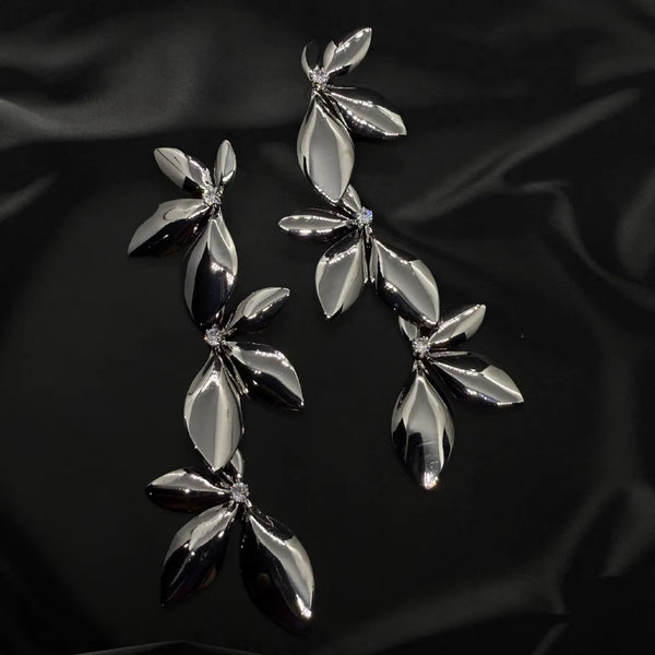Korean Silver Petal Ear Rings