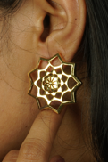 Elia Earrings – Sacred symmetry, crafted in brass