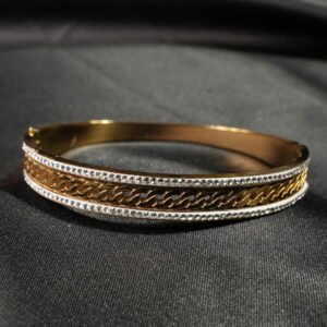 Elara 18K Gold Plated Chain-Inlay Bangle