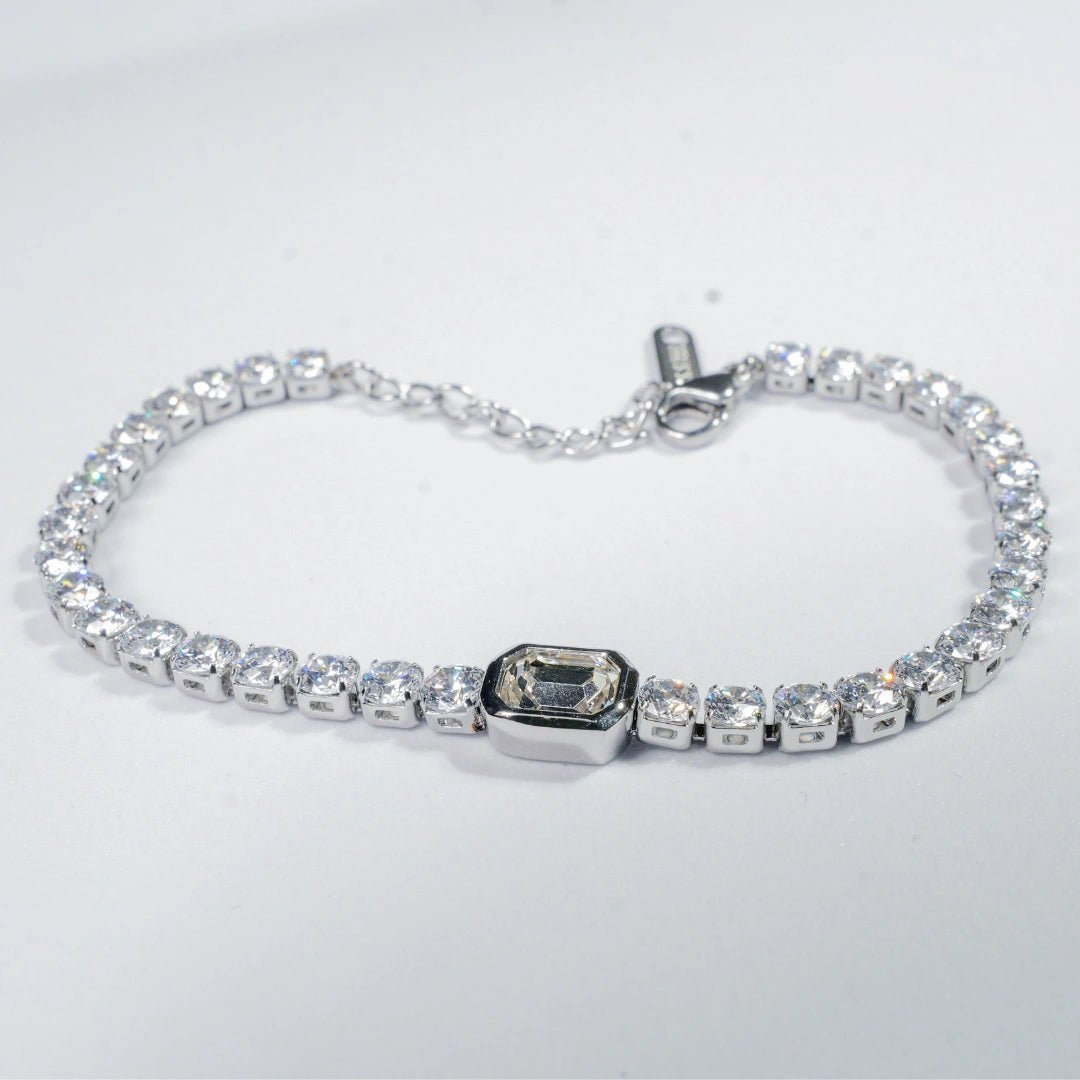Lyric Silver Tennis Bracelet with Solitaire