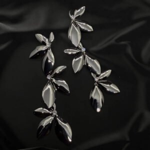 Korean Silver Petal Ear Rings