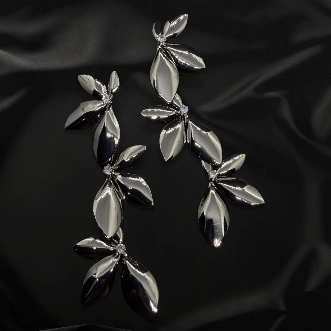 Korean Silver Petal Ear Rings